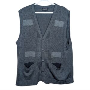 Arnold Palmer Vintage Blue Patchwork Knit Button Down Men's Cardigan XL